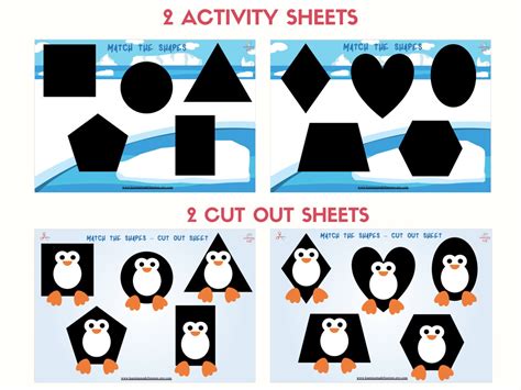 Penguins Shapes Matching Busy Book Busy Binder Learning Etsy