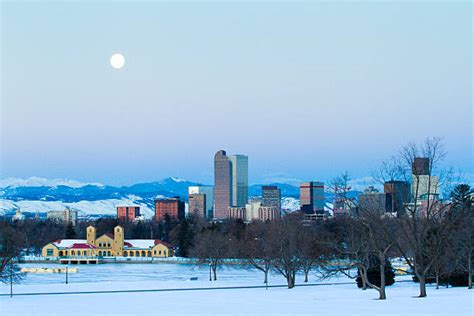Best Denver Colorado Downtown District Winter Night Stock