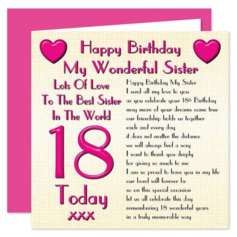 18th Birthday Wishes For Sister Get More Anythink S