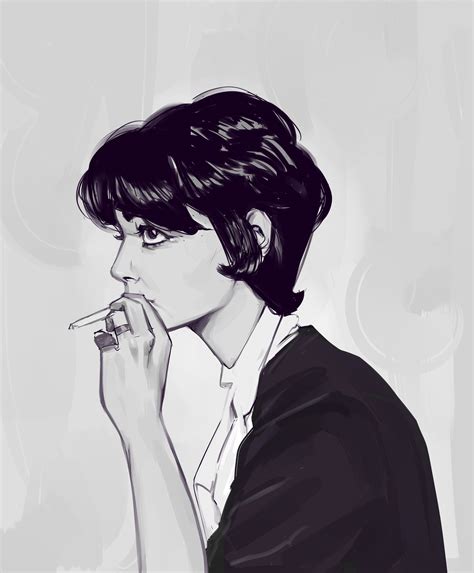 Artstation Photo Study Girl Smoking Bw