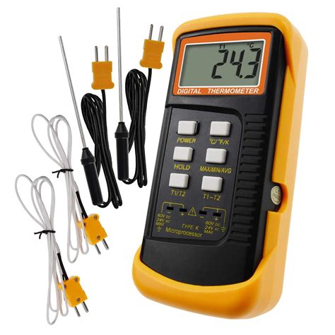 Digital 2 Channels K Type Thermometer W 4 Thermocouples Wired