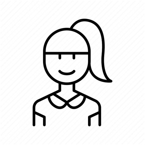 Lady Human Person Woman Ponytail Icon Download On Iconfinder