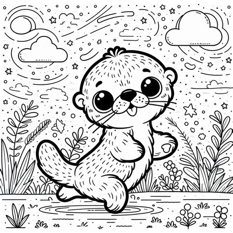Magical Sea otter Coloring Page in 2024 | Animal coloring pages