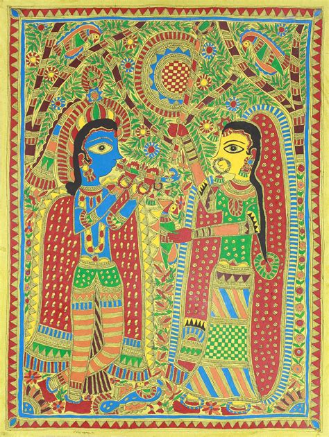 Radha Krishna Madhubani Art Madhubani Art Madhubani Painting Indian Folk Art