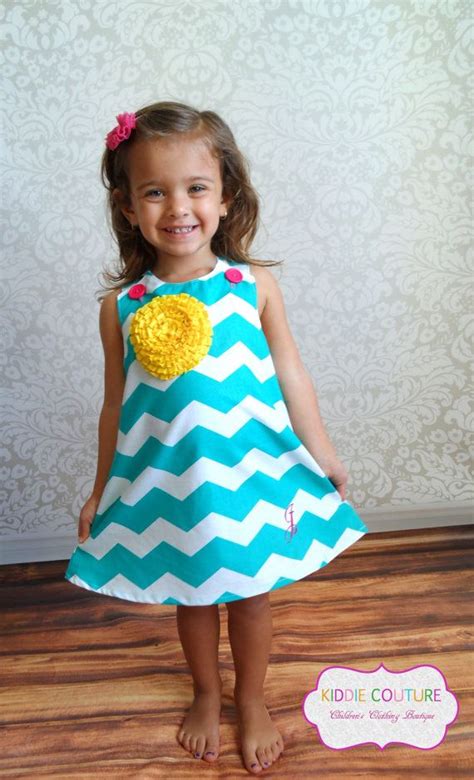 Girls Teal Chevron Dress Sizes Newborn To 4t 2200 Via Etsy