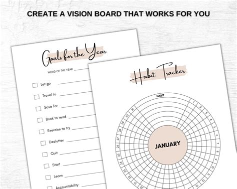 Printable Vision Board Guide Vision Board Kit Manifestation Journal