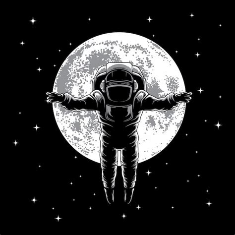 Vector de ilustración de astronauta en la luna Vector Premium