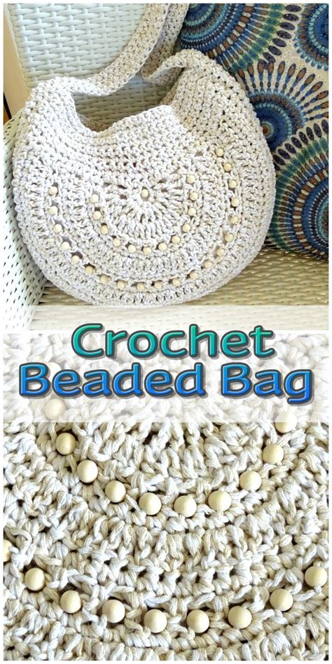 Crochet Two Tone Beaded Hobo Boho Bag Handmade To Order Talk To Me
