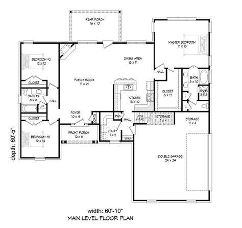 House Plan 51694 Traditional Style With 2400 Sq Ft 3 Bed 3 Bath