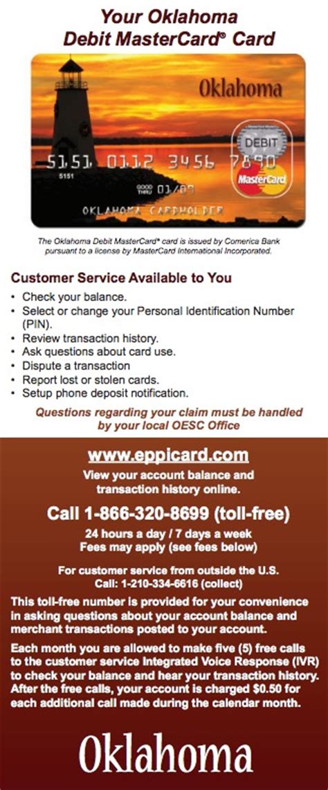 For customer service outside of the united states, call toll. Oklahoma OK EPPICard Customer Service Number - Eppicard Help