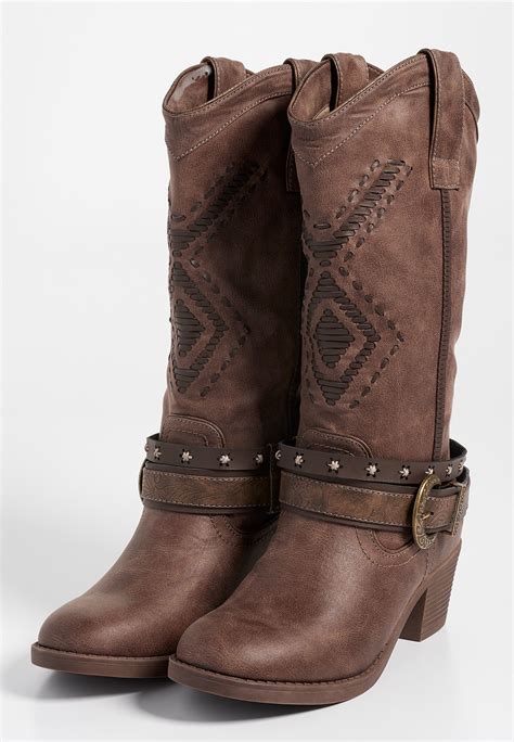 Maurices Womens Razi Tall Cowgirl Boot Brown Size 6 12 Tall
