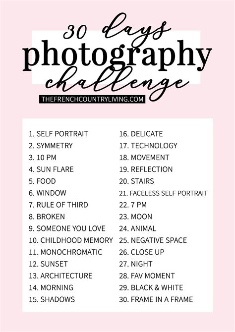 30 Days Photography Challenge For Beginners