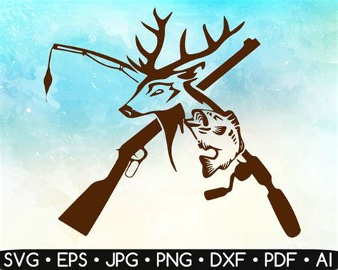 Download Deer and Fish Svg • Riffle • Fishing Pole Svg • Hunting ...