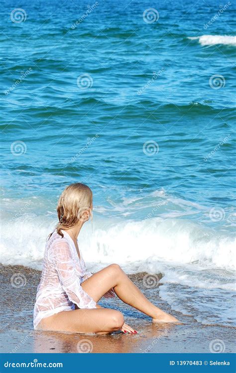 Blond Girl On A Sea Beach Stock Image Image Of Beautiful 13970483