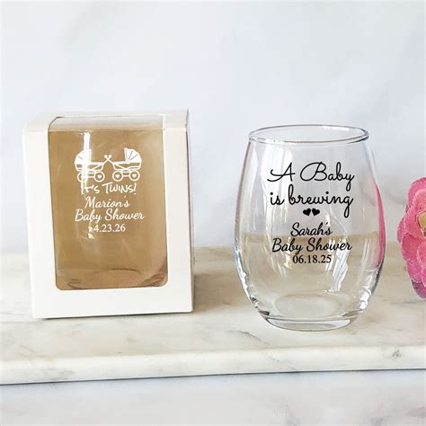 personalized 24 pieces stemless wine glass twins favors etsy