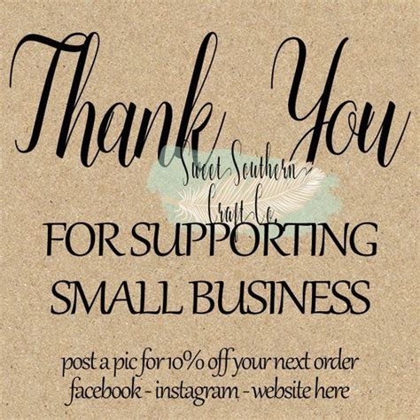 Thank You For Supporting Small Businessetsy Shop Seller Thank You Card