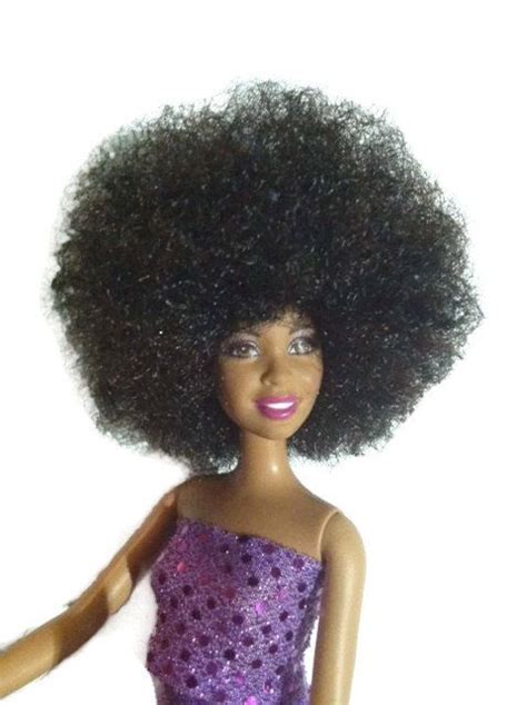 black doll natural hair custom afro barbie etsy natural hair styles black doll hair