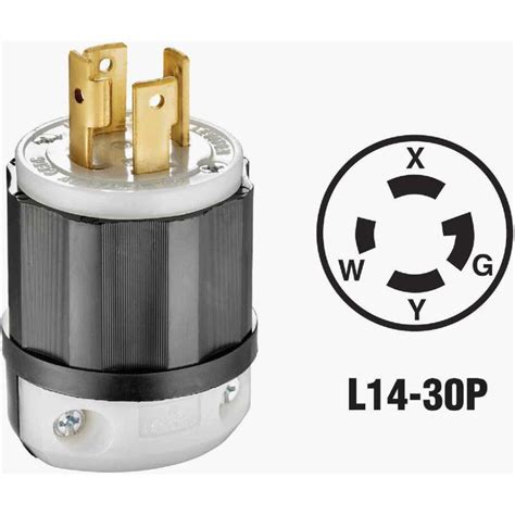 Leviton 30a 125v250v 4 Wire 3 Pole Industrial Grade Locking Cord Plug