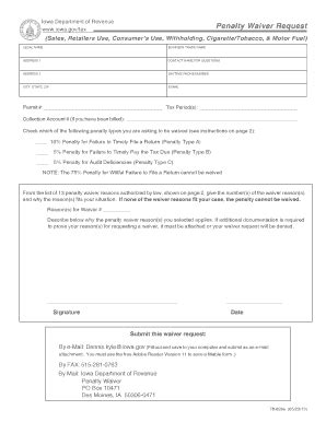 After six months, you'll also be charged 5% of the tax owed or £300 (whichever is greater), and this happens again after 12 months. penalty waiver request letter sample format - Edit, Fill Out, Print & Download Online Templates ...