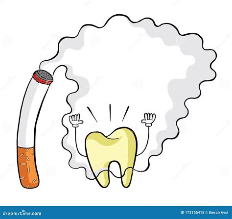 cigarettes smoke and yellowed teeth vector illustration stock vector illustration of dental