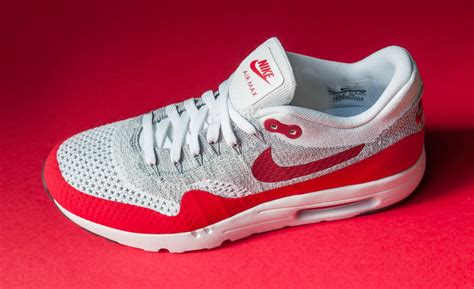 Nike Air Max 1 Flyknit White Red Sole Collector