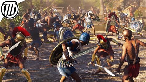 Assassins Creed Odyssey Huge 300 Soldier Battle Gameplay