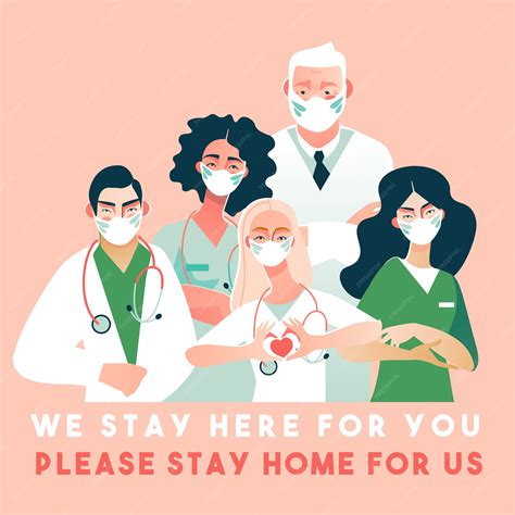 Premium Vector We Stay Here For You Stay Home For Us Doctors