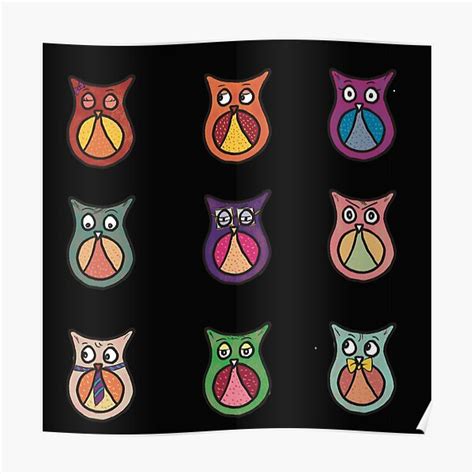 A Peck Of Owls Poster For Sale By Georginasusan Redbubble