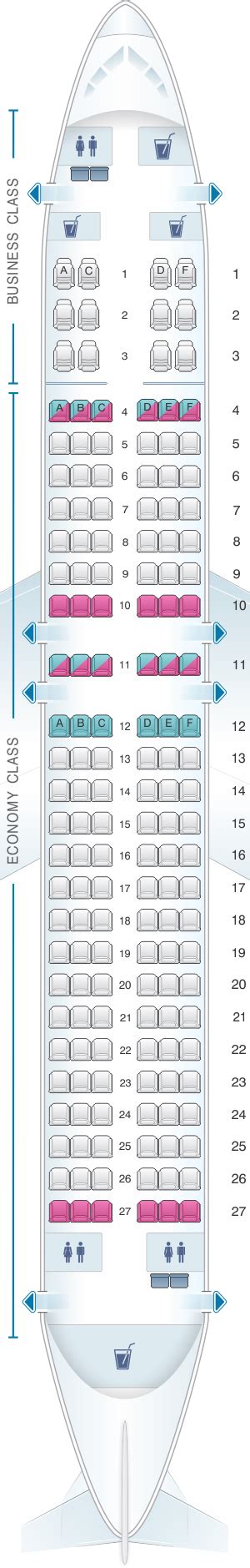 Seat Map Rossiya Airlines Airbus A320 156pax Malaysia Airlines