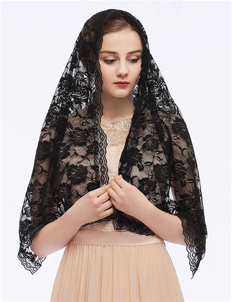 lace catholic church veils mantillas scarf mass head covering for bridal women black at amazon