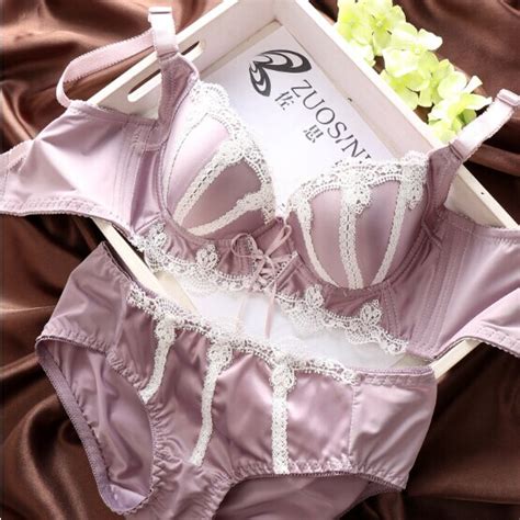 High Quality Noble And Luxurious Satin Lace Sexy Push Up Bra Set