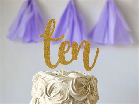 Glitter Ten Cake Topper Happy 10th Birthday 10 Centerpiece Cake