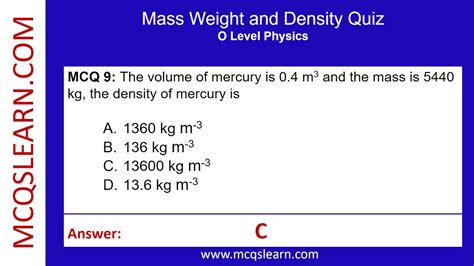 Mass Weight And Density Mcq Quiz Questions And Answers Trivia Test
