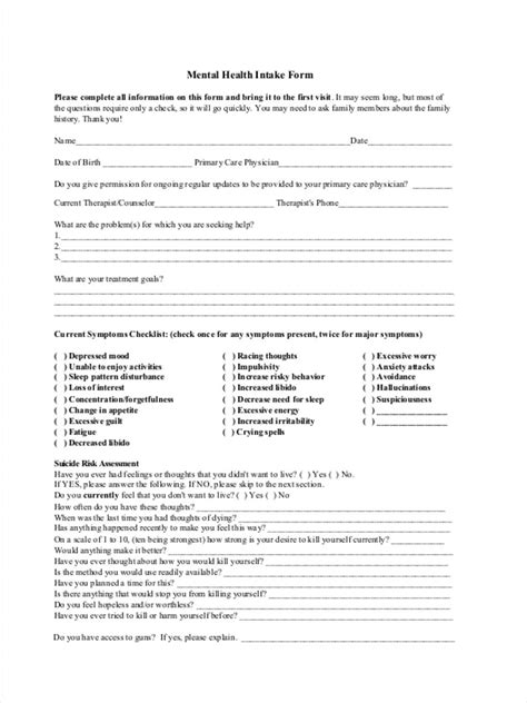 Free 10 Sample Assessment Intake Forms In Ms Word Pdf