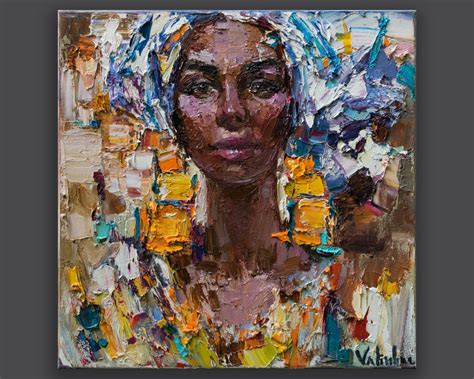 African Woman Portrait Painting Impasto Style By Anastasiya Valiulina