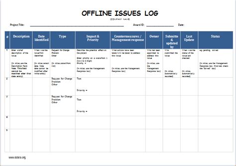 Check spelling or type a new query. Issue Log Templates | 6+ Free Word, Excel & PDF Formats