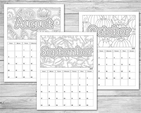 School Year Printable Coloring Calendar August 2022 2023 Etsy Canada