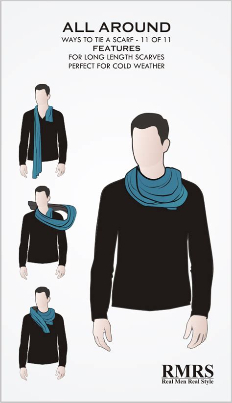 How To Tie A Scarf All Around Knot Infographic Mens Scarf Fashion