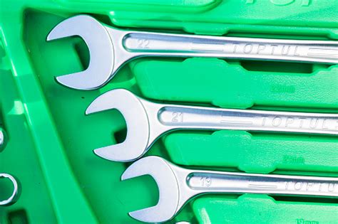 Large Group Of Wrenches Professional Kit Different Wrenches Stock Photo
