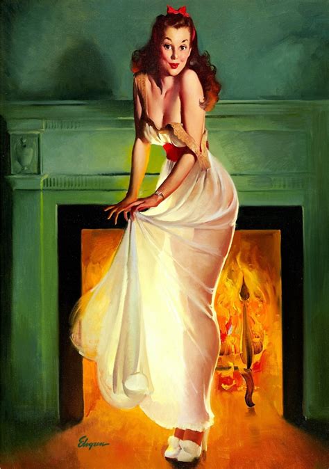 Fireplace Sexy Girl Pop Pin Up Vintage Poster Classic Retro Kraft
