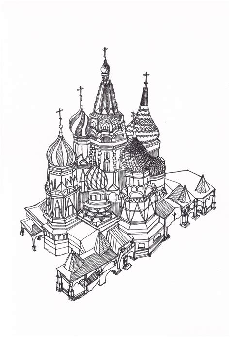 St Basils Cathedral Drawing