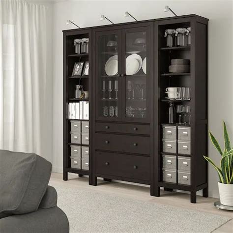 Hemnes Bookcase Black Brown 35 38x77 12 Ikea Glass Cabinet