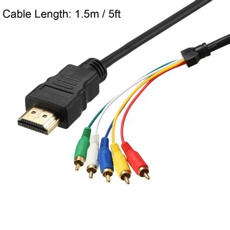 Hdmi To 5 Rca Cable Male To Audio Video Av Conversion Line Cord 5ft