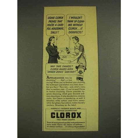 1946 Clorox Bleach Ad Proves Careful Housewife On Ebid United Kingdom