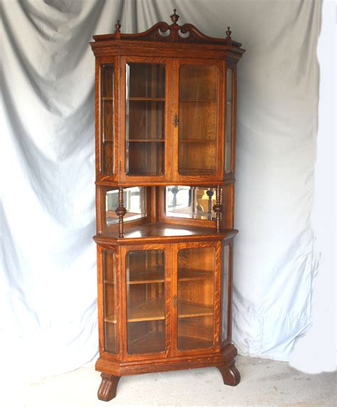 Bargain Johns Antiques Fancy Antique Oak Corner China Cabinet With