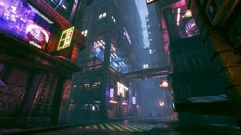 Artstation Cyberpunk City Alley Unreal Engine 4 Michal Baca