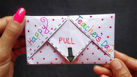 Diy Surprise Message Card For Teachers Day Pull Tab Origami Envelope