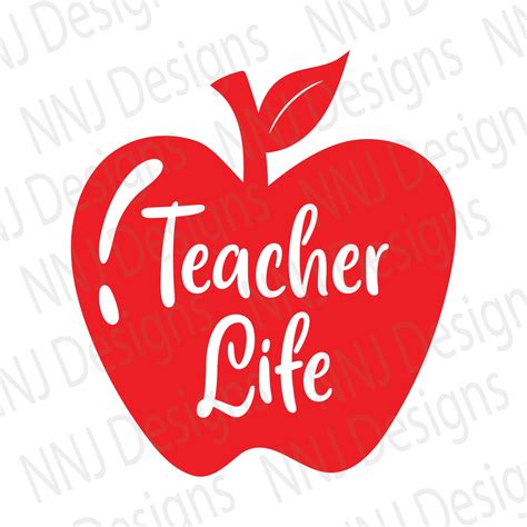 Teacher Life Apple Svg Apple Clipart Back To School Teacher Etsy Uk