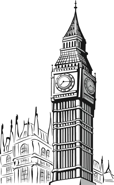 Sketch Doodle Big Ben London Landmark Outline Illustration