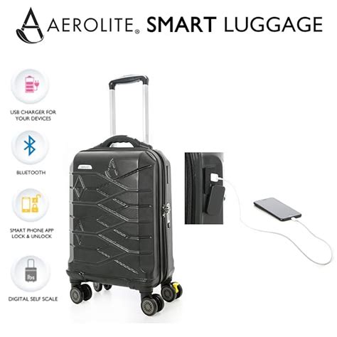 Aerolite Smart Suitcase With Usb Phone Charger Port Bluetooth And Parki